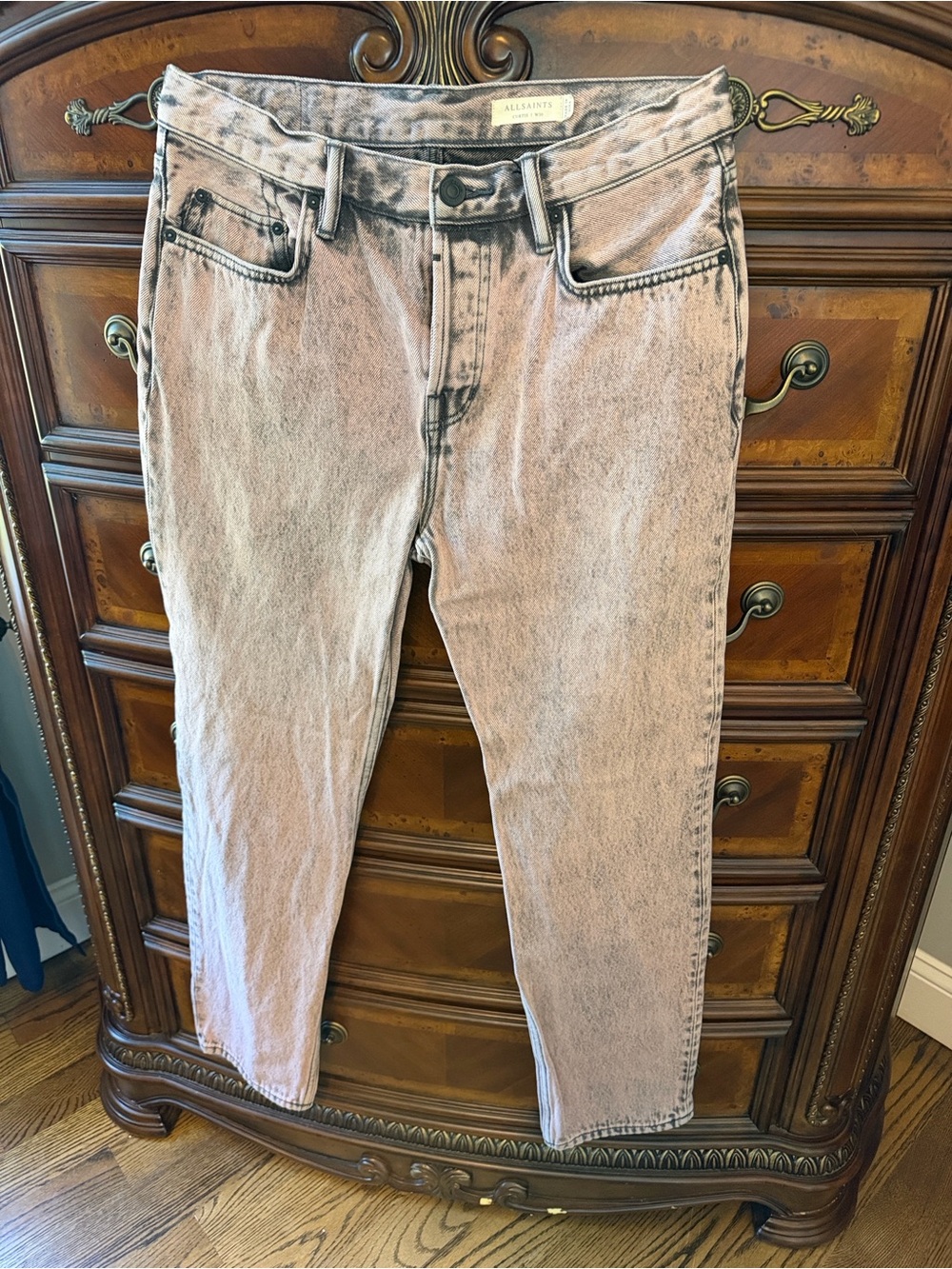 All Saints Men's Slim Straight Jeans in Dusty Mauve